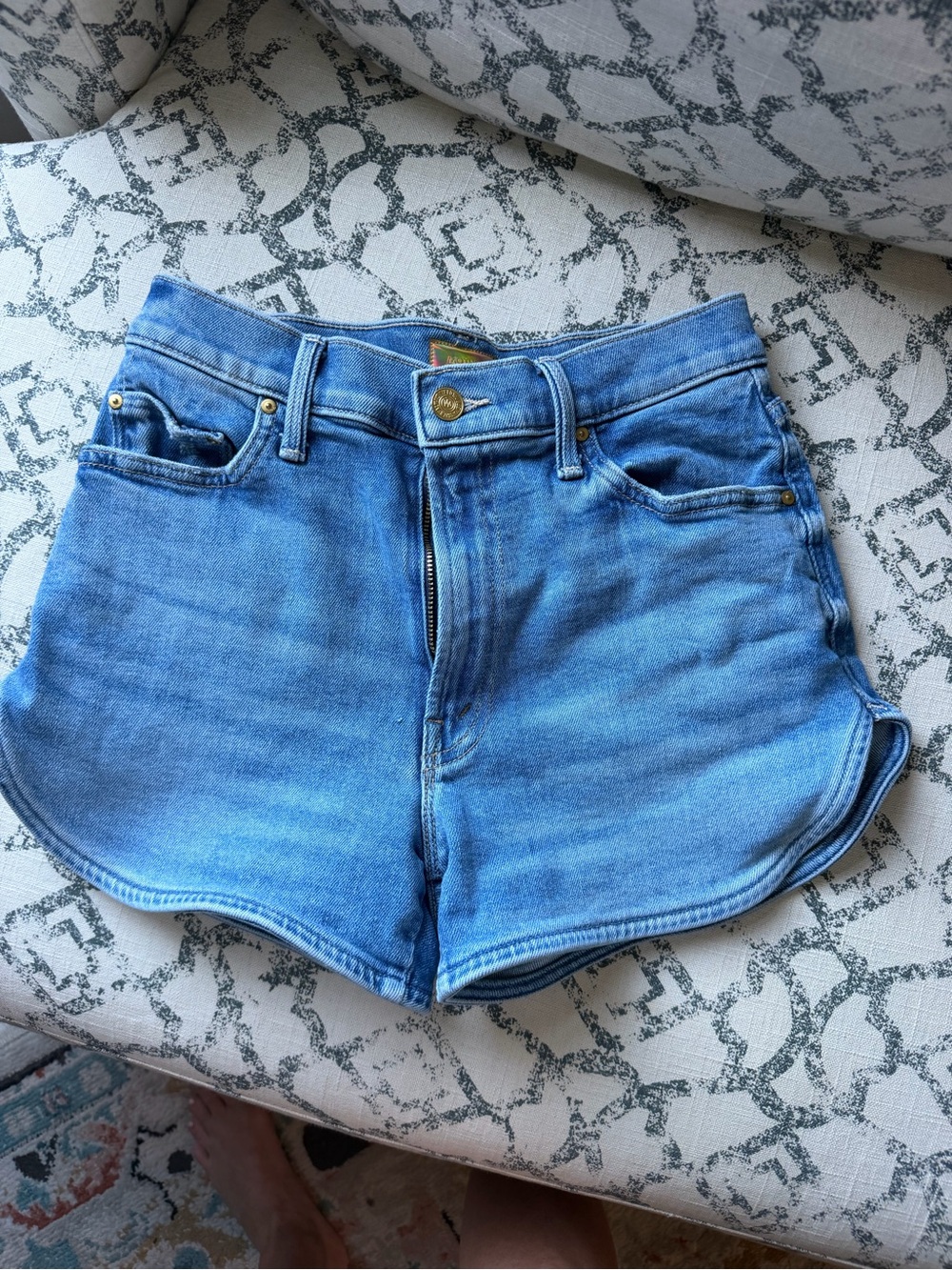 MOTHER Light Blue Denim High-Rise Jean Shorts - Picture 2 of 7